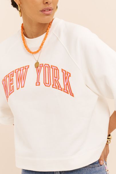 Sweat blanc "New York" &agrave; manches courtes 