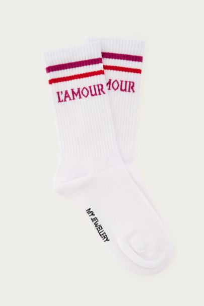 Witte sokken "L'amour"