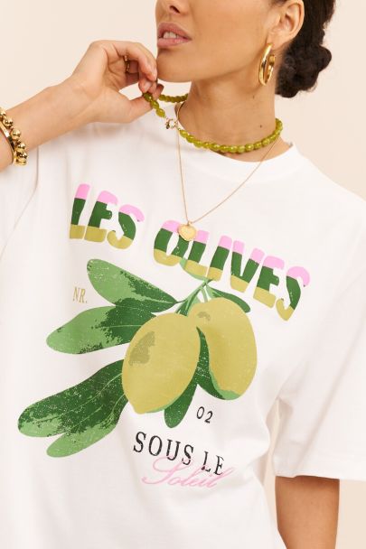 Wit T-shirt "Les olives"