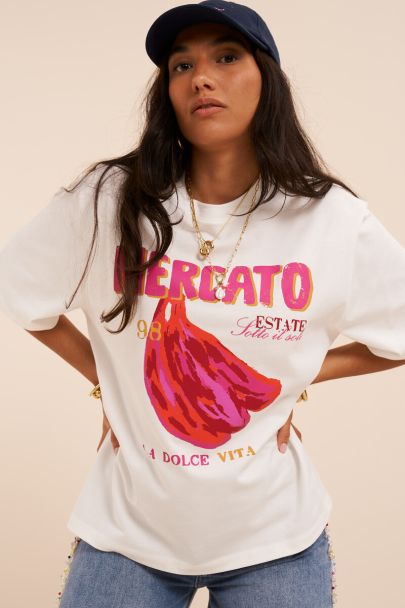 Wit T-shirt "Mercato banana"