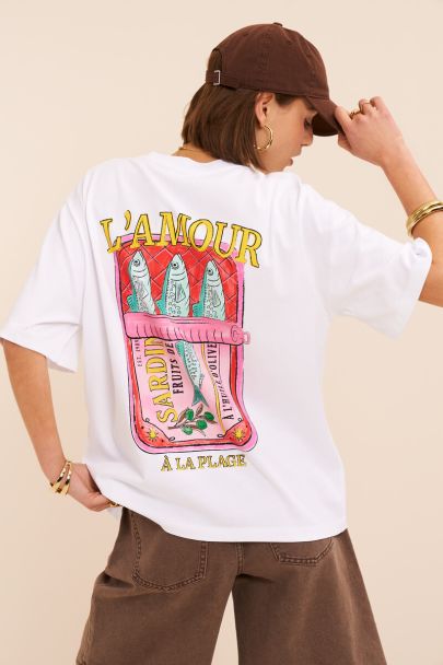 Wit T-shirt "L'amour à la plage"