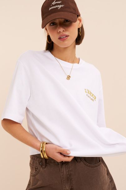 Wit T-shirt "L'amour à la plage"