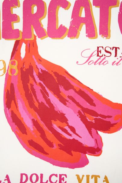 Wit T-shirt "Mercato banana"