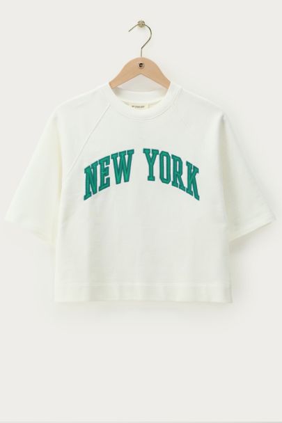 Sweat à manches courtes blanc "New York"