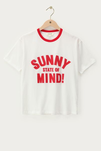 Wit T-shirt "Sunny state of mind"