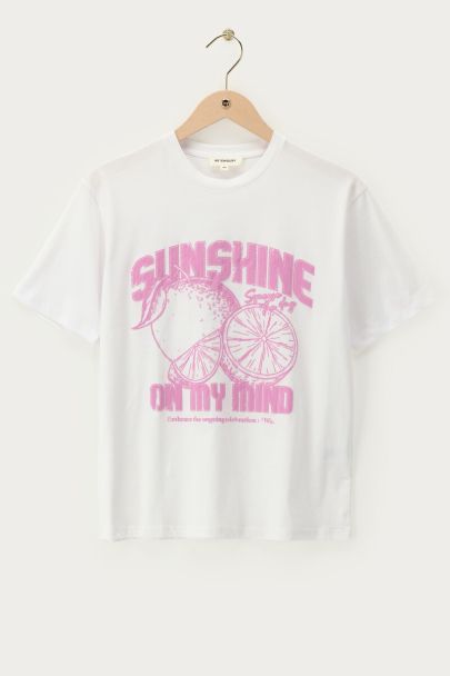Wit T-shirt "Sunshine on my mind"