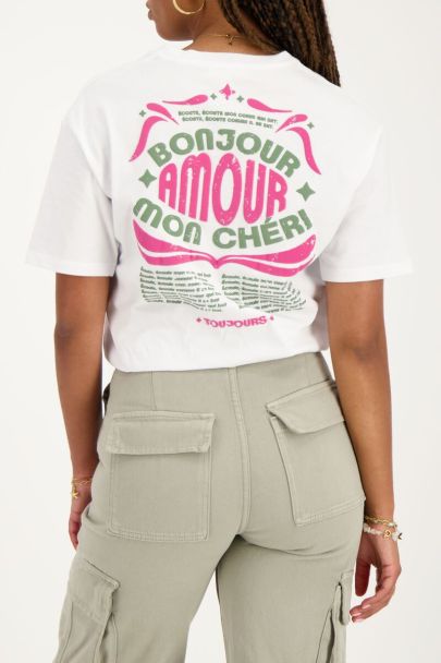 Wit T-shirt ''Bonjour amour''