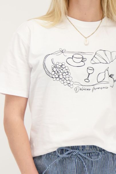 Weißes T-Shirt ''Délices français''