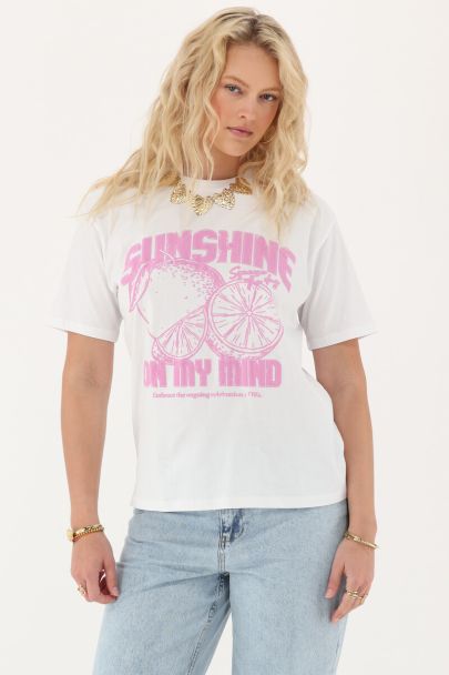 Wit T-shirt "Sunshine on my mind"