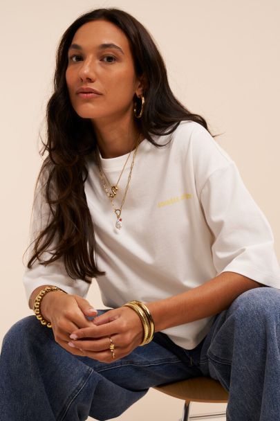 White T-shirt with fruit print "Coucou"