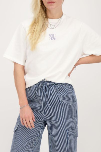 White t-shirt with blue denim Muse print