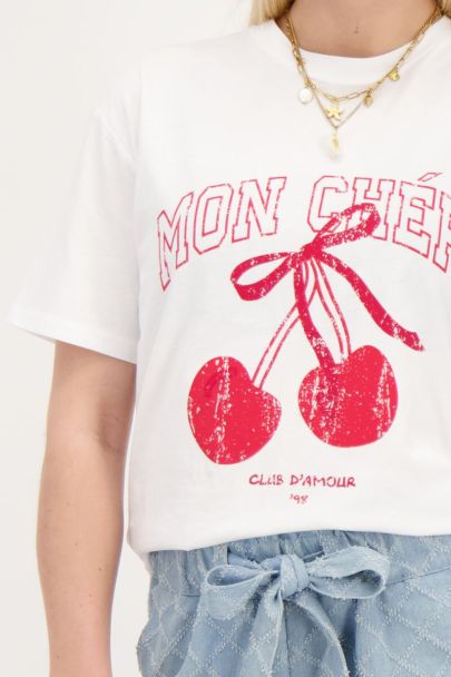 White "Mon chéri" cherry T-shirt