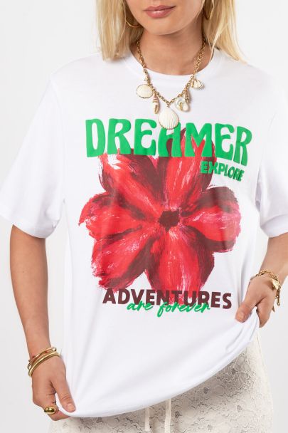White T-shirt "Adventures are forever"