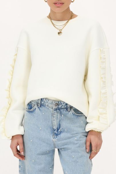 Sweat blanc à volants