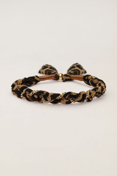 Geflochtenes Armband mit Leopardenmuster 