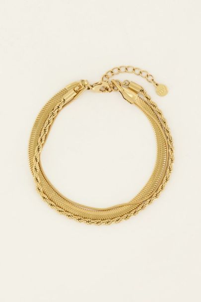 Driedubbele armband gedraaide & platte schakels | My Jewellery