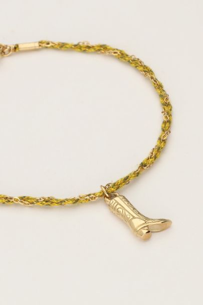 Sunrocks gele koord armband met laars