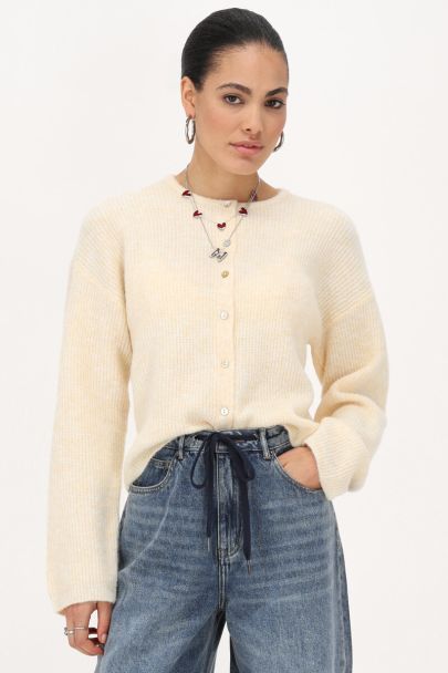 Geel knitted vestje met kleine knoopjes