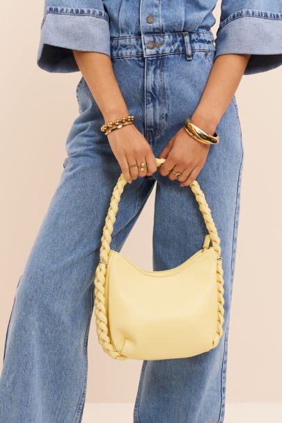 Yellow shoulder bag with braided detail