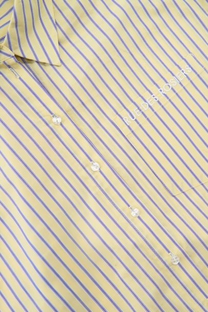 Chemise courte jaune &agrave; rayures