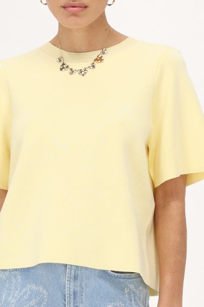 Gele top met korte mouwen & strikjes