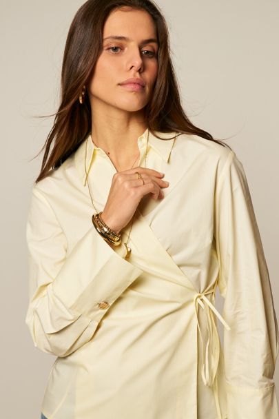 Chemise portefeuille jaune &agrave; manches longues