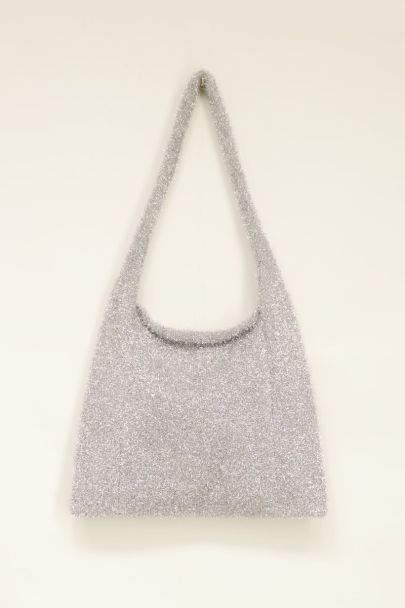 Zilveren glitter shopper 