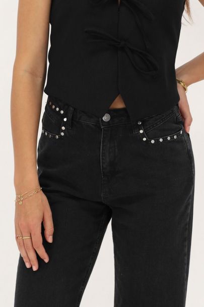 Zwarte jeans met wijde pijpen & studs