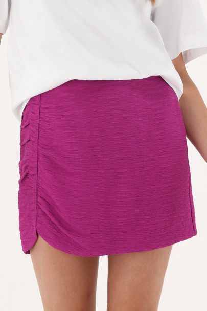 Paarse crêpe rok met smock