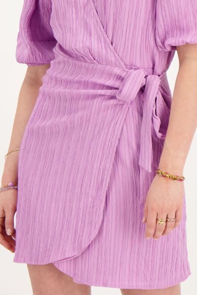 Purple crinkle wrap dress