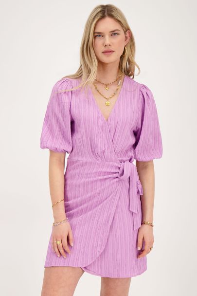 Purple crinkle wrap dress