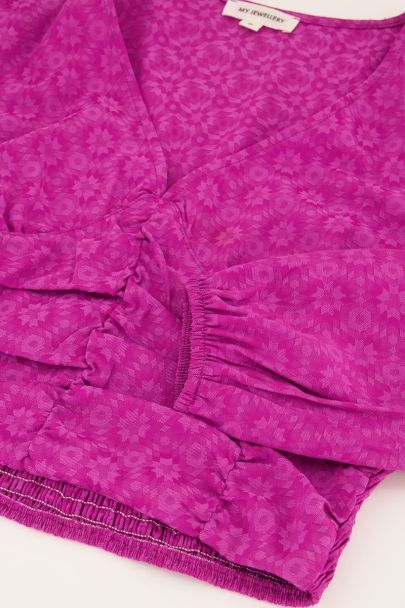 Pinkes Jacquard Oberteil mit Smock