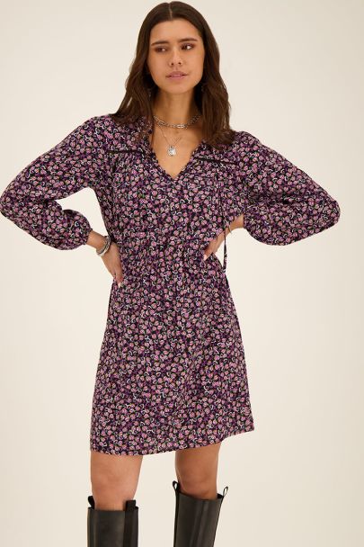 Purple leaf print dress