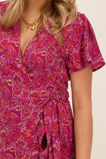 Robe midi violette avec imprimé