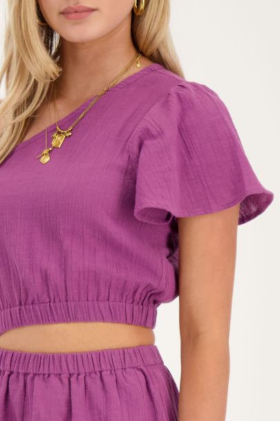 Robe violette à une épaule avec découpe