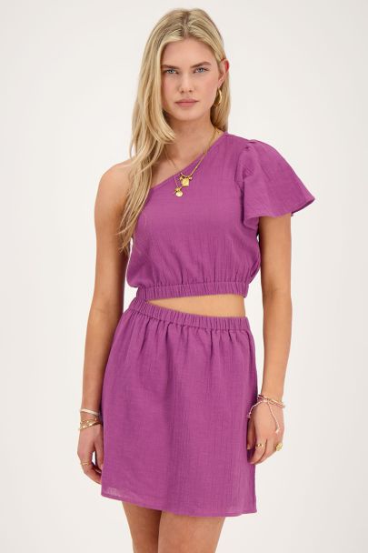 Robe violette à une épaule avec découpe