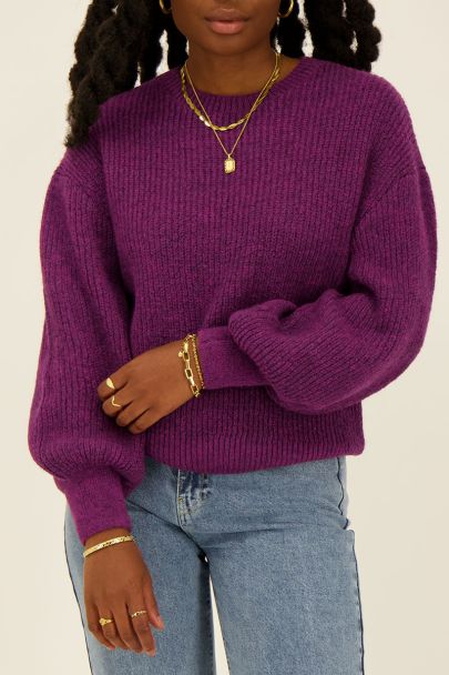 Pull violet oversize col bateau