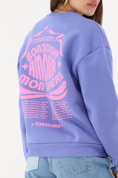 Sweater purple "Bonjour amour mon chéri"