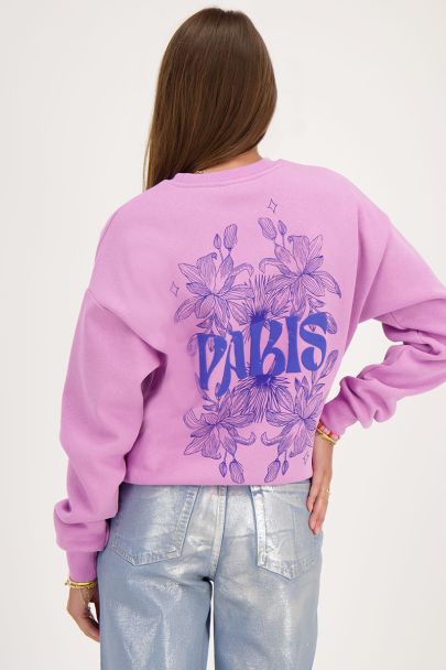 Lila Sweatshirt "Paris" mit Blumen
