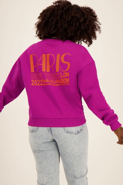Paarse trui met worldtour backprint