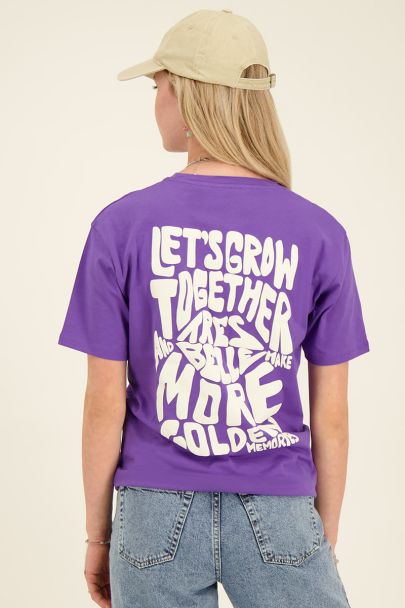 Paars T-shirt Let's grow together