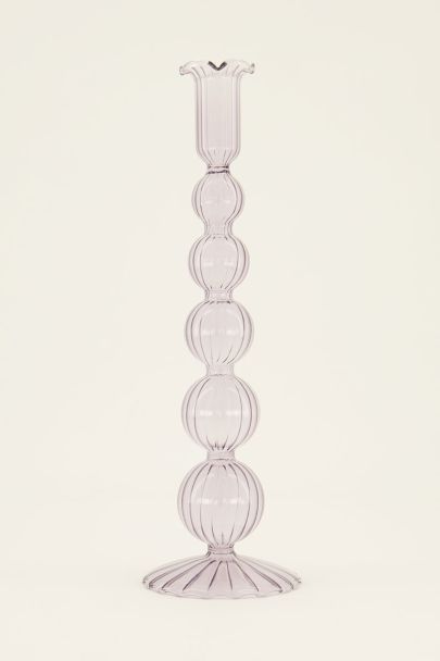 Paarse glazen kandelaar met bollingen | My Jewellery