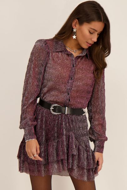 Paarse blouse met plissé