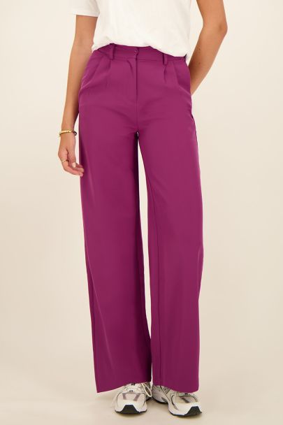 Paarse pantalon wide leg