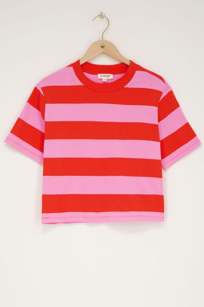 Pink-rot gestreiftes T-Shirt