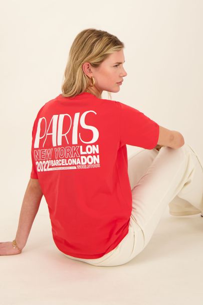 Rood T-shirt met worldtour backprint