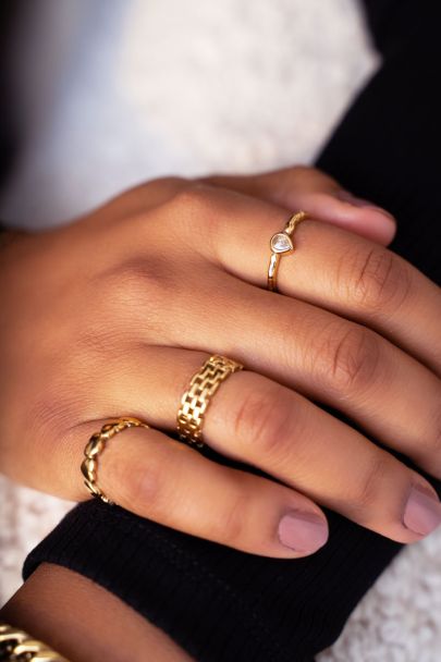 Bague avec goutte et cristal 