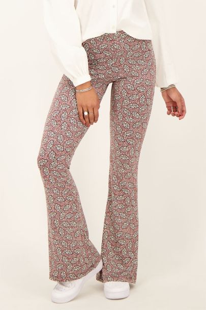 Rode flared broek met boho print