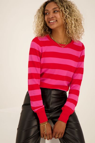 Red & pink striped sweater