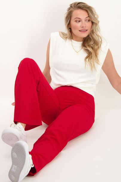 Red straight fit pants
